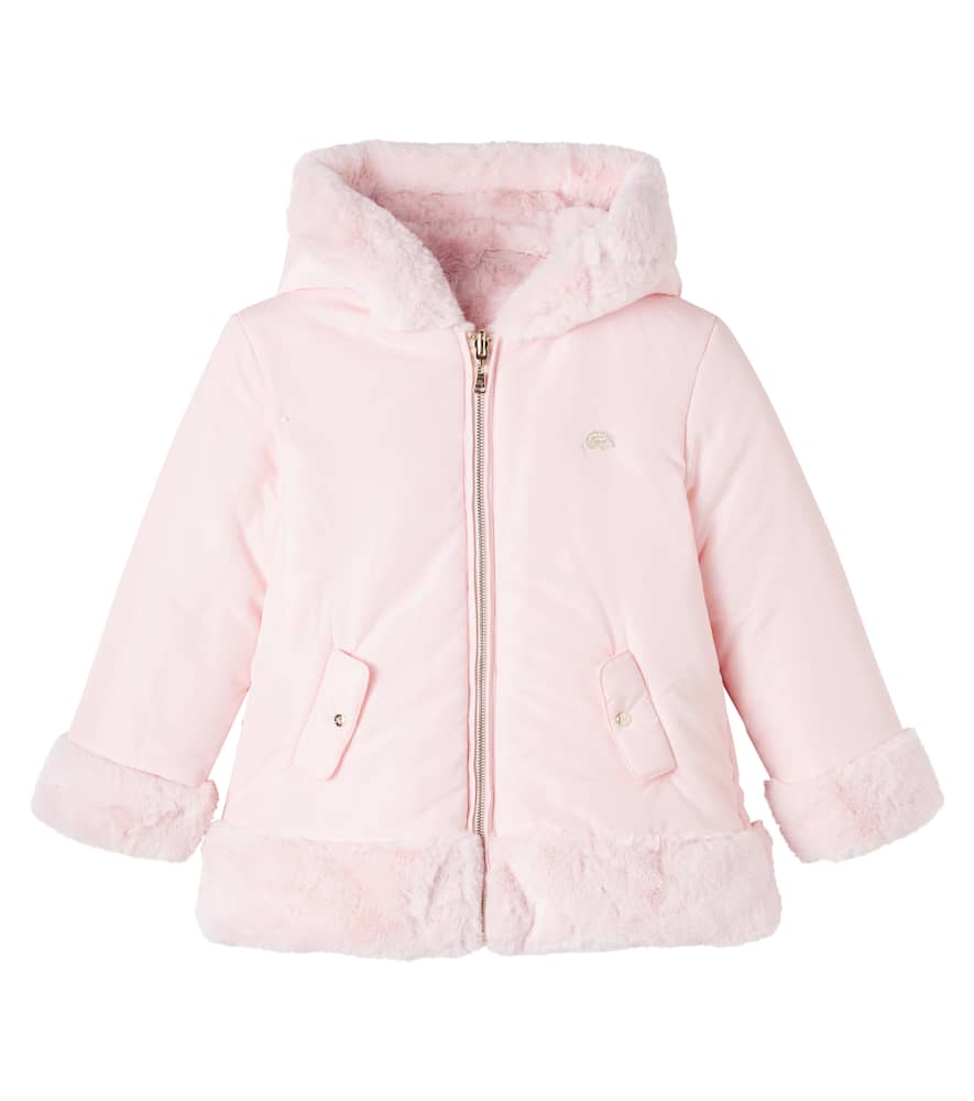 Tartine Et Chocolat Reversible Faux Fur-trimmed Puffer Jacket In Pink