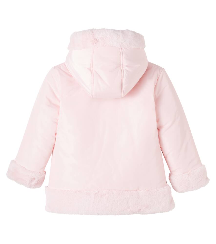 Tartine Et Chocolat Reversible Faux Fur-trimmed Puffer Jacket In Pink