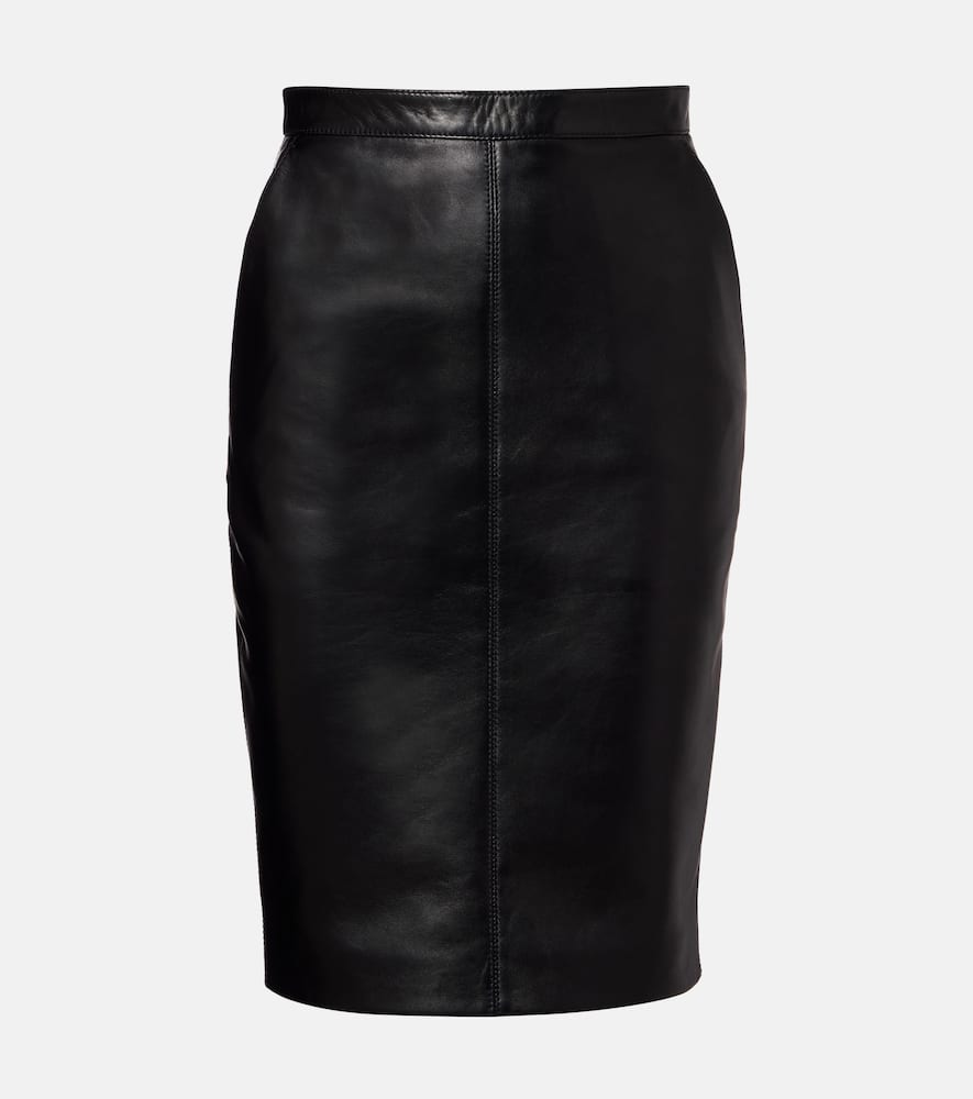 Saint Laurent High-rise Leather Miniskirt In Black
