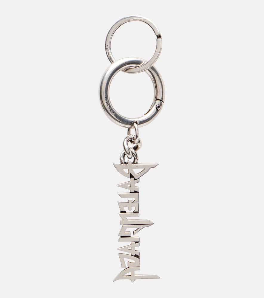 Balenciaga Typo Metal Keychain In Silver