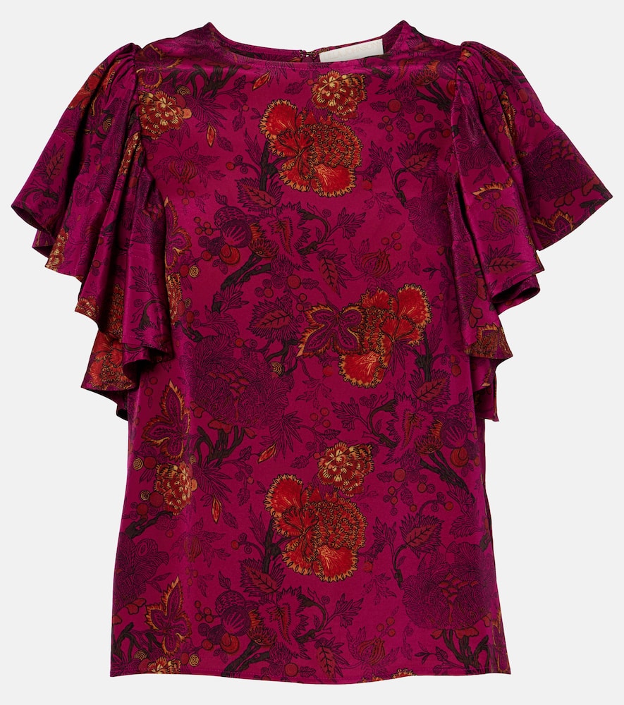 Ulla Johnson Lena Floral Silk Crêpe De Chine Top In Multi