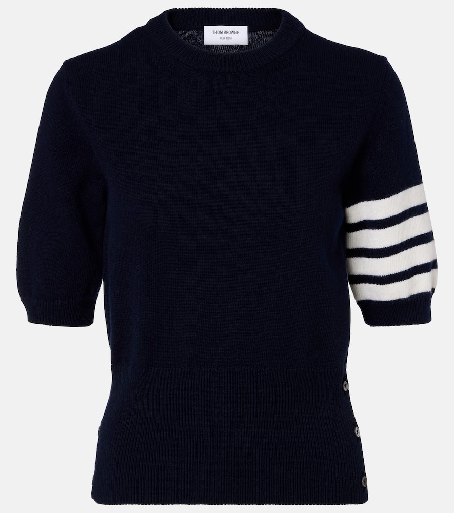 Thom Browne 4-bar Knitted Virgin Wool Sweater In Blue