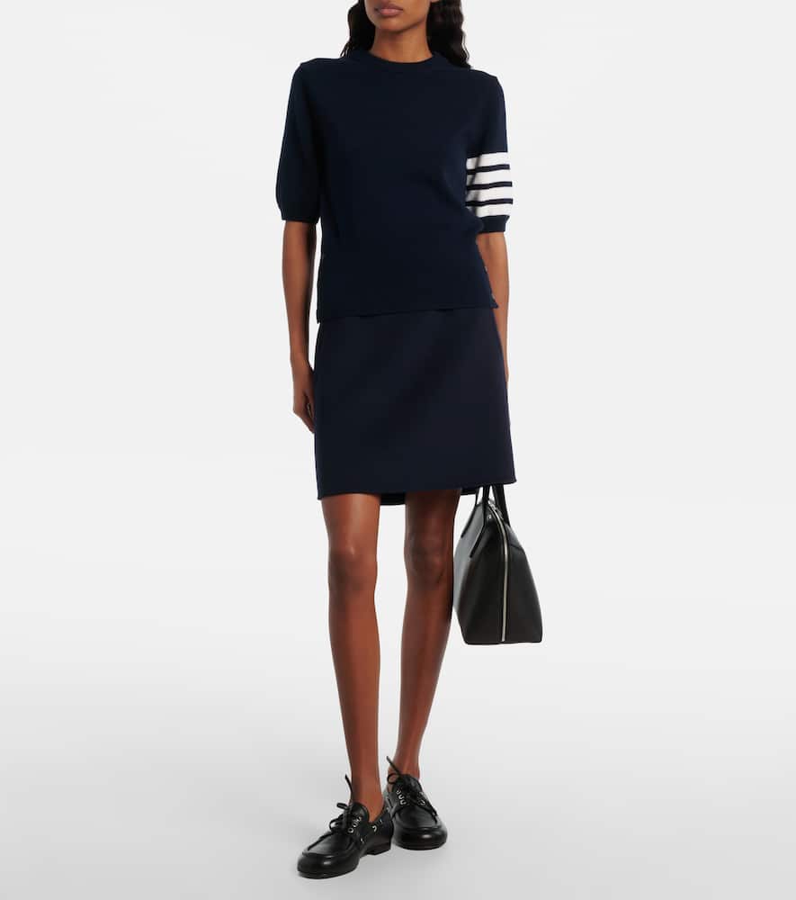 Thom Browne 4-bar Knitted Virgin Wool Sweater In Blue