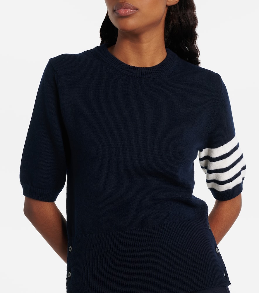 Thom Browne 4-bar Knitted Virgin Wool Sweater In Blue