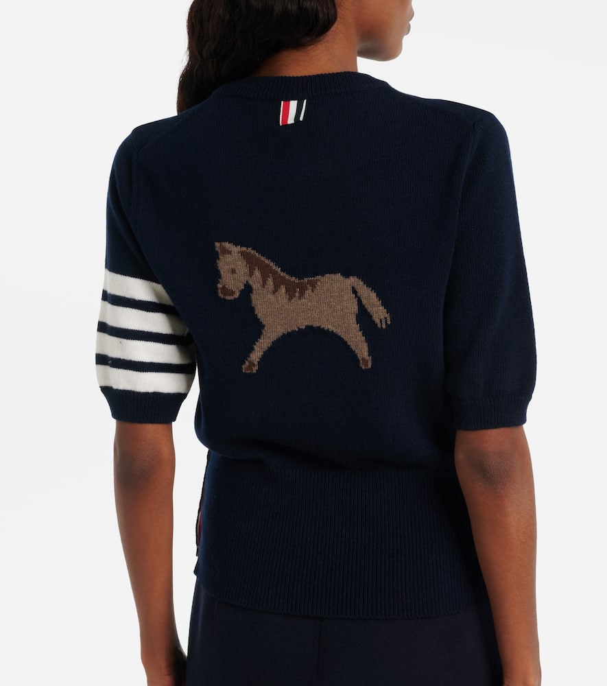 Thom Browne 4-bar Knitted Virgin Wool Sweater In Blue