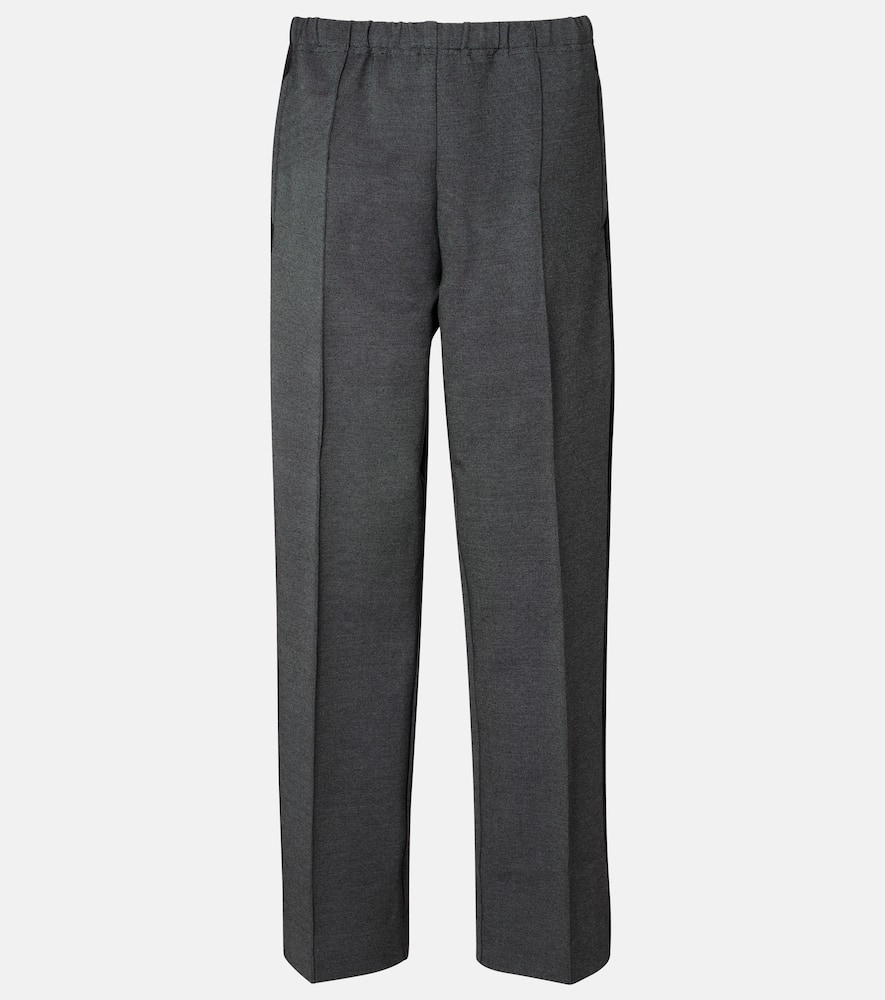 Miu Miu Knitted Straight Pants In Gray