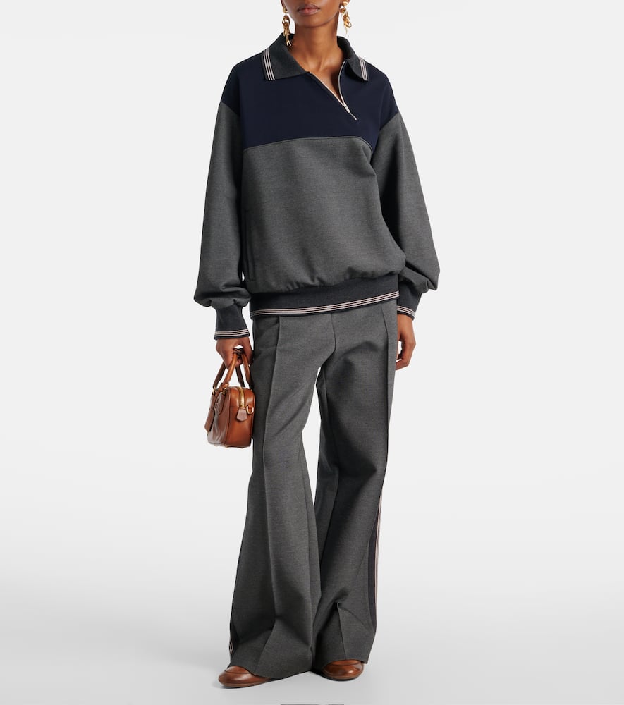 Miu Miu Knitted Straight Pants In Gray
