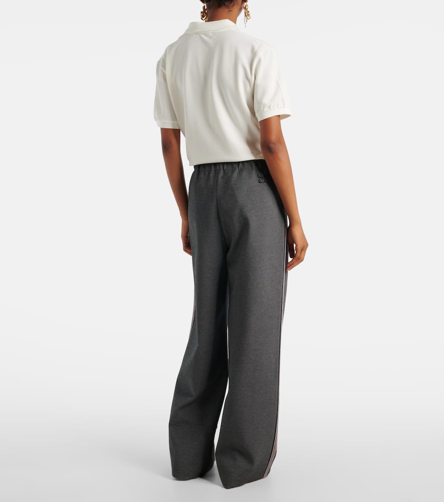 Miu Miu Knitted Straight Pants In Gray