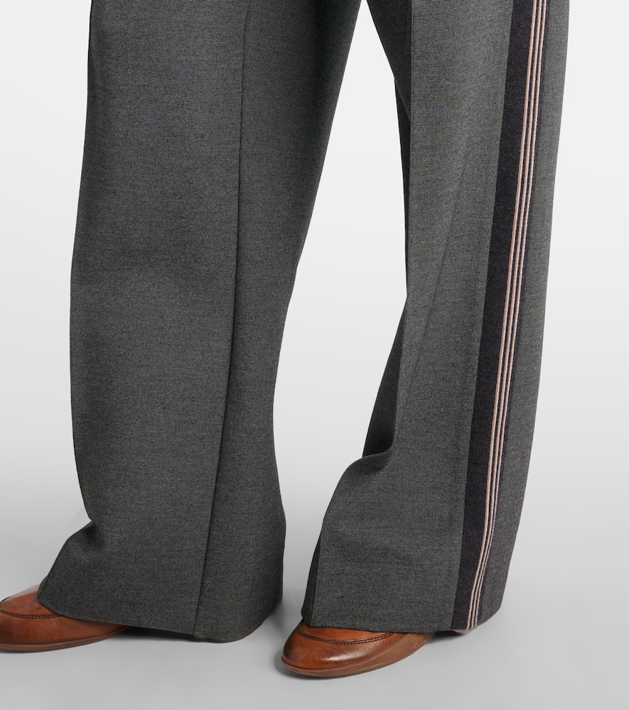 Miu Miu Knitted Straight Pants In Gray