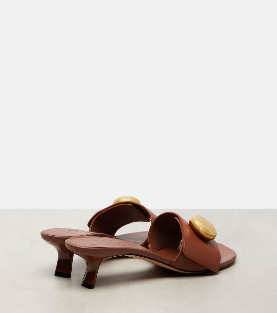 Loewe Leather Pebble Heeled Mules 45 In Brown