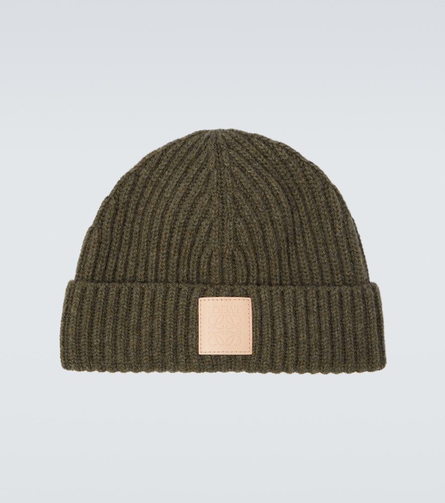 Loewe Logo ribbed-knit cashmere beanie