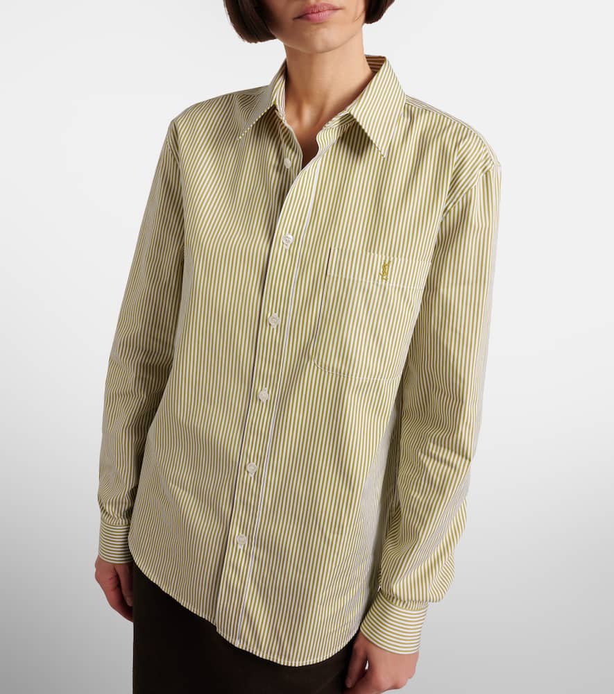 Saint Laurent Striped Cotton Shirt In Neutral