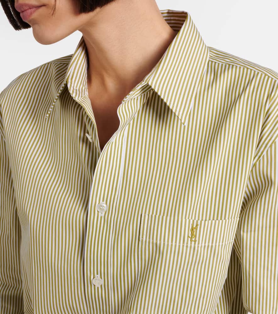 Saint Laurent Striped Cotton Shirt In Neutral