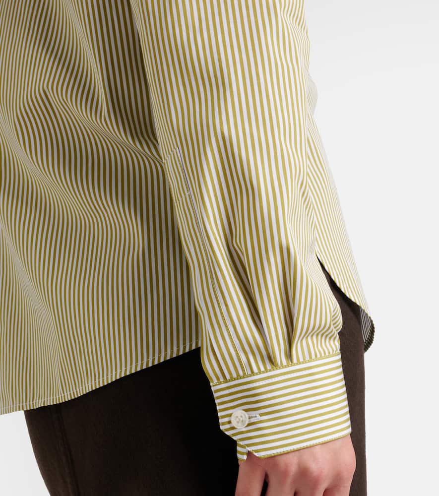 Saint Laurent Striped Cotton Shirt In Neutral