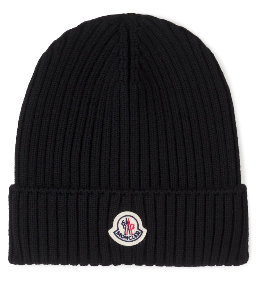 Moncler Enfant Boys Black Logo Ribbed-Knit Wool Beanie Small