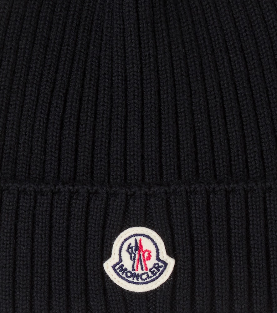  Moncler Enfant Moncler Enfant Logo Ribbed-knit Wool Beanie 