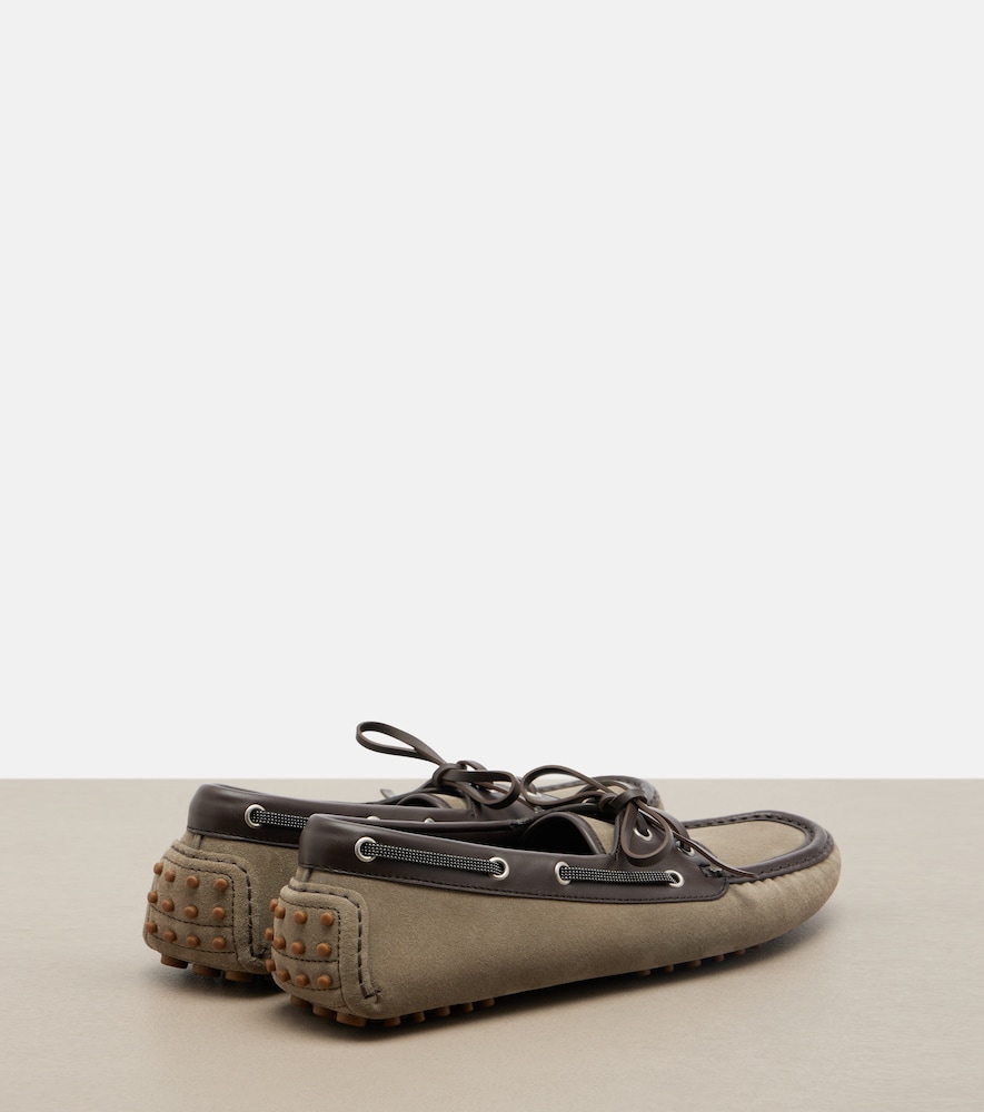  Brunello Cucinelli Brunello Cucinelli Segelschuhe Monili Aus Veloursleder Mit Leder 