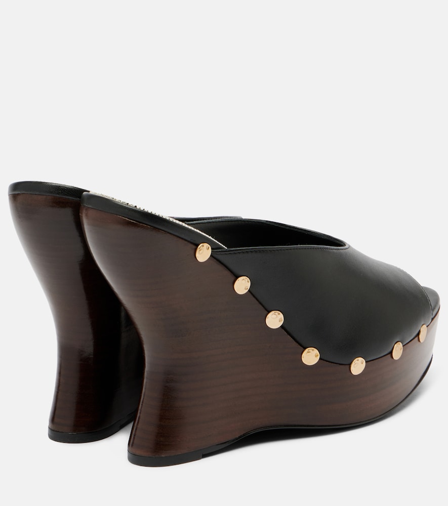 115 Studded Leather Wedge Mules