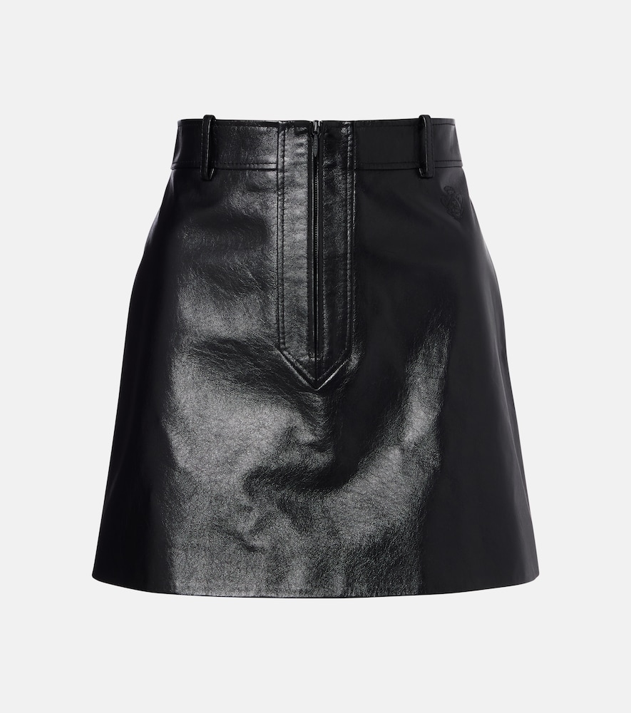 Gucci Women's Black Leather Zip-Up Miniskirt Uk Size 10