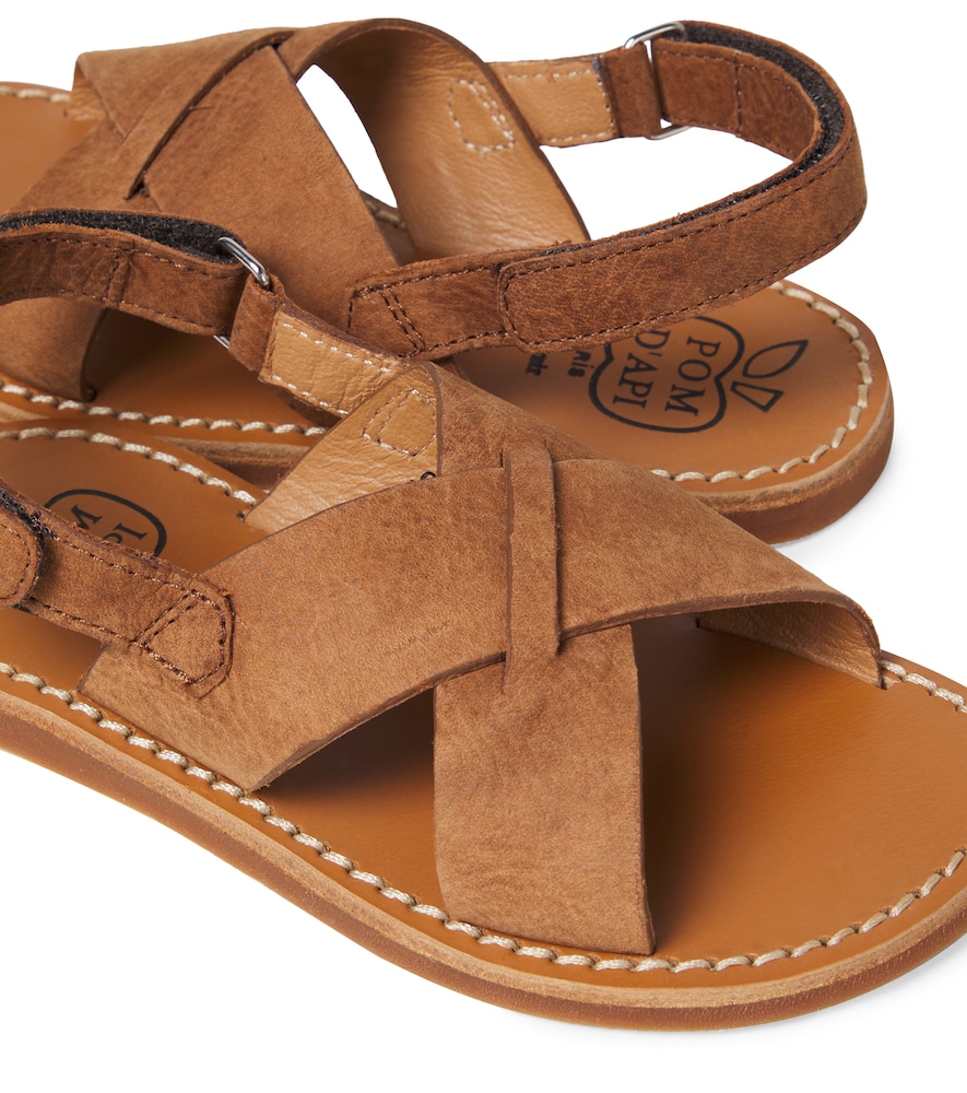  Pom D'api Pom D'api Sandalen Plage-stitch Cross Aus Veloursleder 