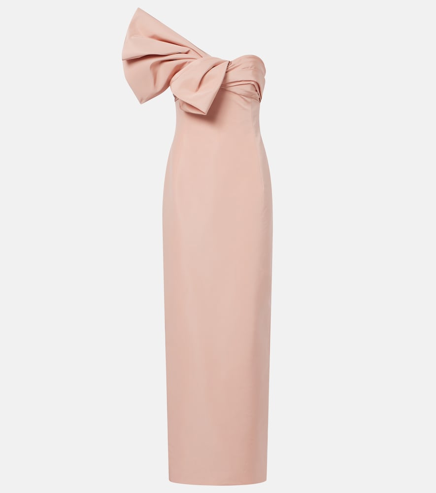 Oscar de la Renta Bow-detail draped silk faille gown