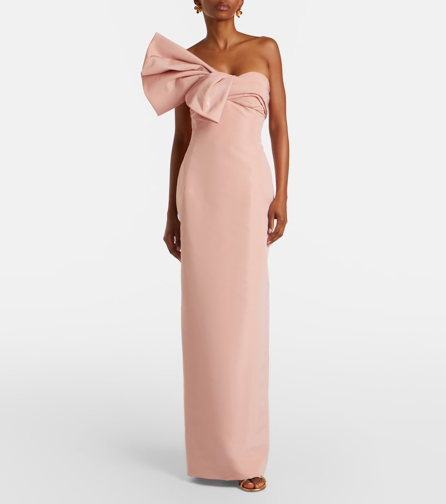 Oscar de la Renta Bow-detail draped silk faille gown
