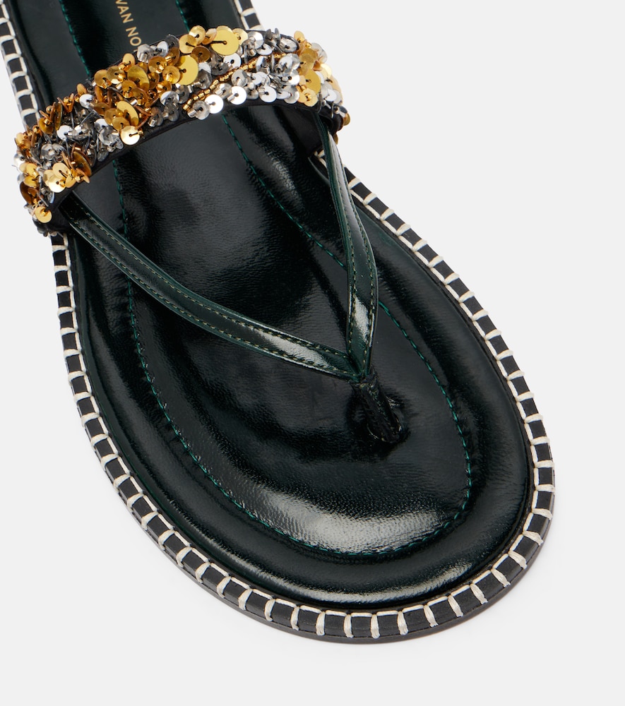  Dries Van Noten Dries Van Noten Sandalen Aus Leder Mit Pailletten 