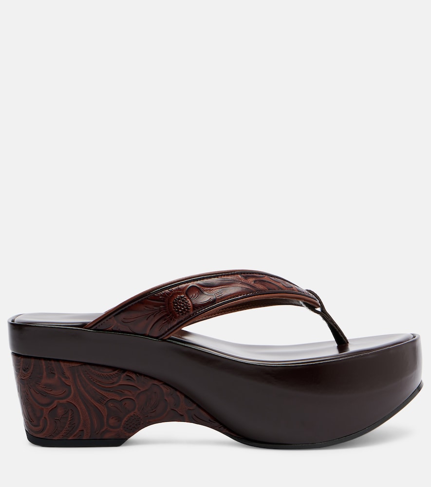  Dries Van Noten Dries Van Noten Embossed Leather Thong Sandals 