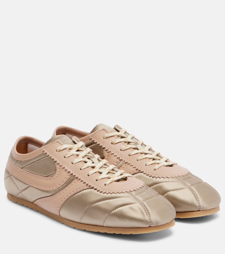 Dries Van Noten Women's Grey Satin And Leather Sneakers UK Size 5 - Mytheresa