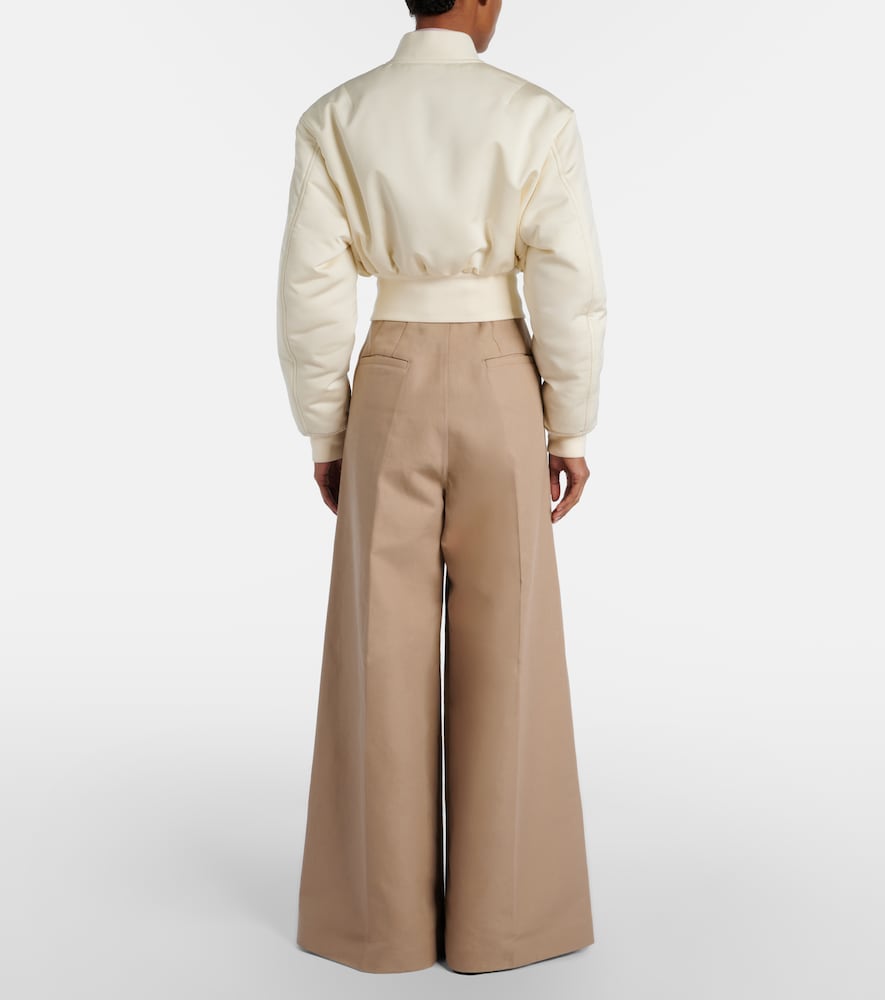 Cotton Gabardine Wide-Leg Pants