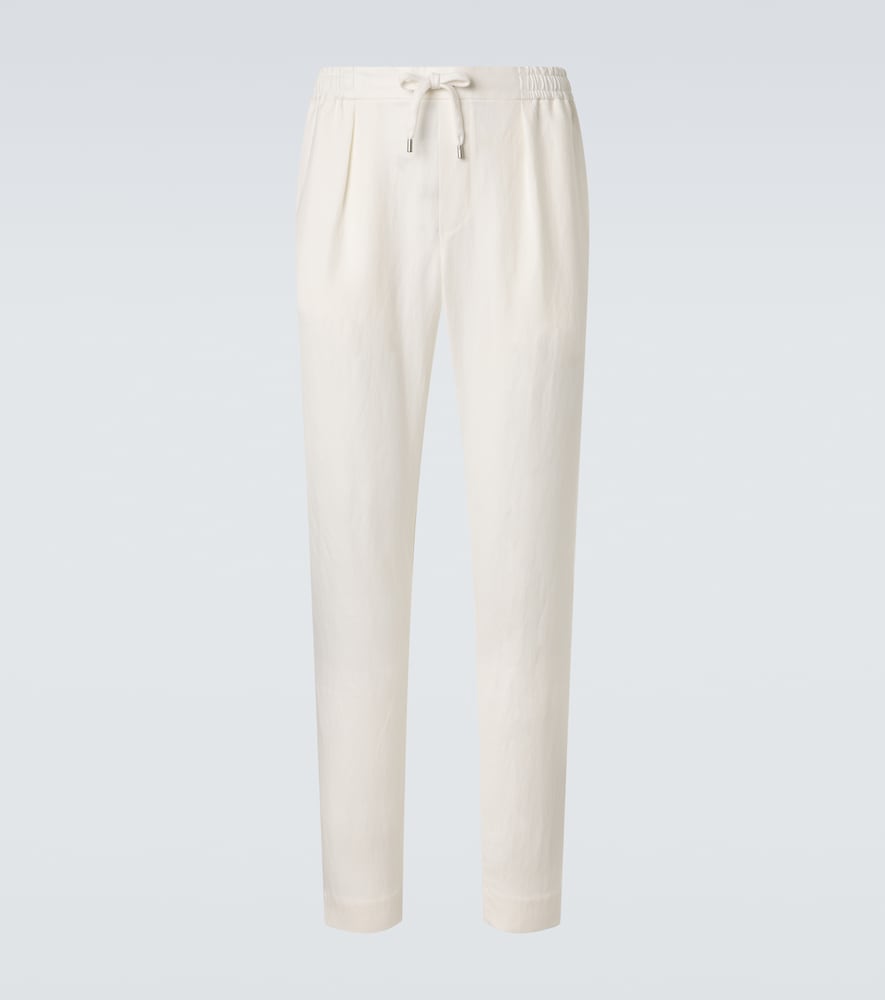 Gerade Hose aus Seide und Leinen