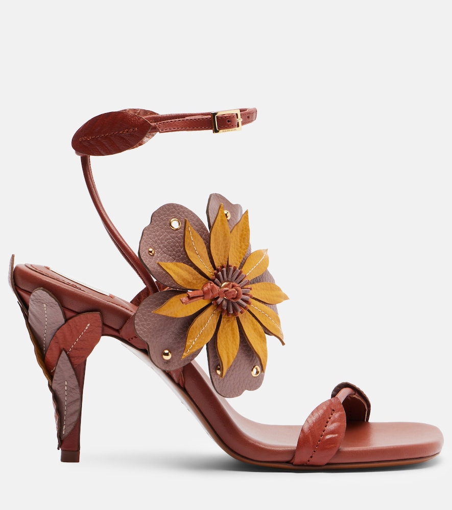  Zimmermann Zimmermann Brightside Floral-applique Leather Sandals 