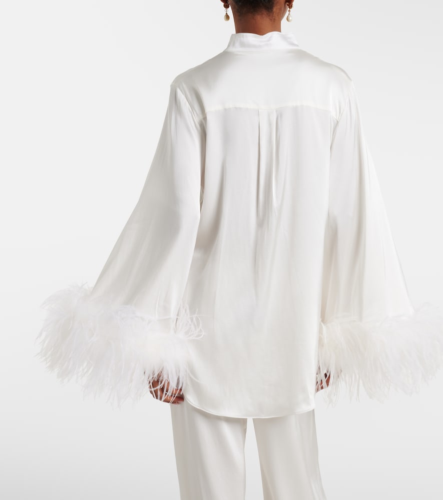  Oseree Oséree Bridal Hemd Aus Satin Mit Federn 