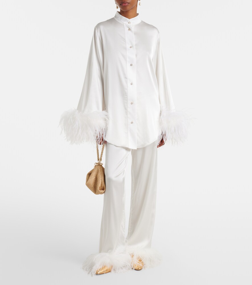 Oséree Bridal Feather-Trimmed Shirt