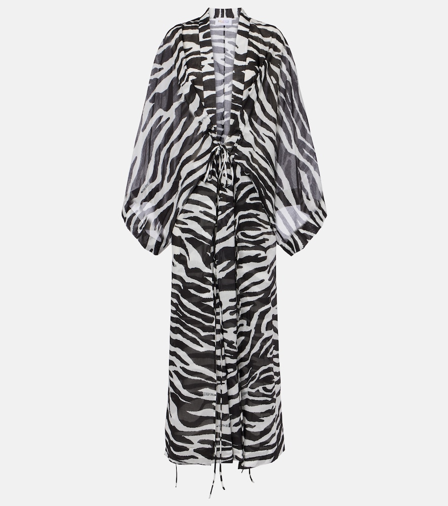 Attico Zebra-print Cotton Muslin Kaftan In White