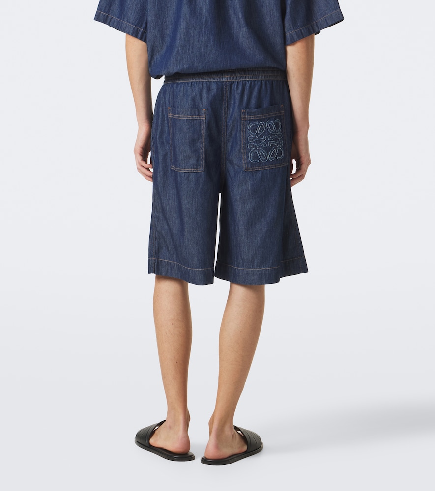Anagram Cotton Chambray Shorts