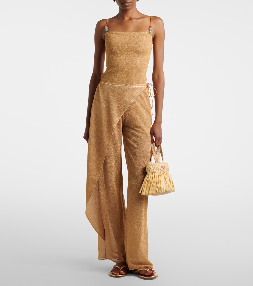 Oséree Lumière beaded wide-leg pants