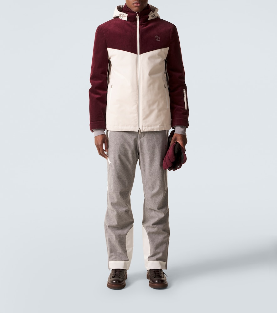 Hooded Cotton Corduroy Ski Jacket