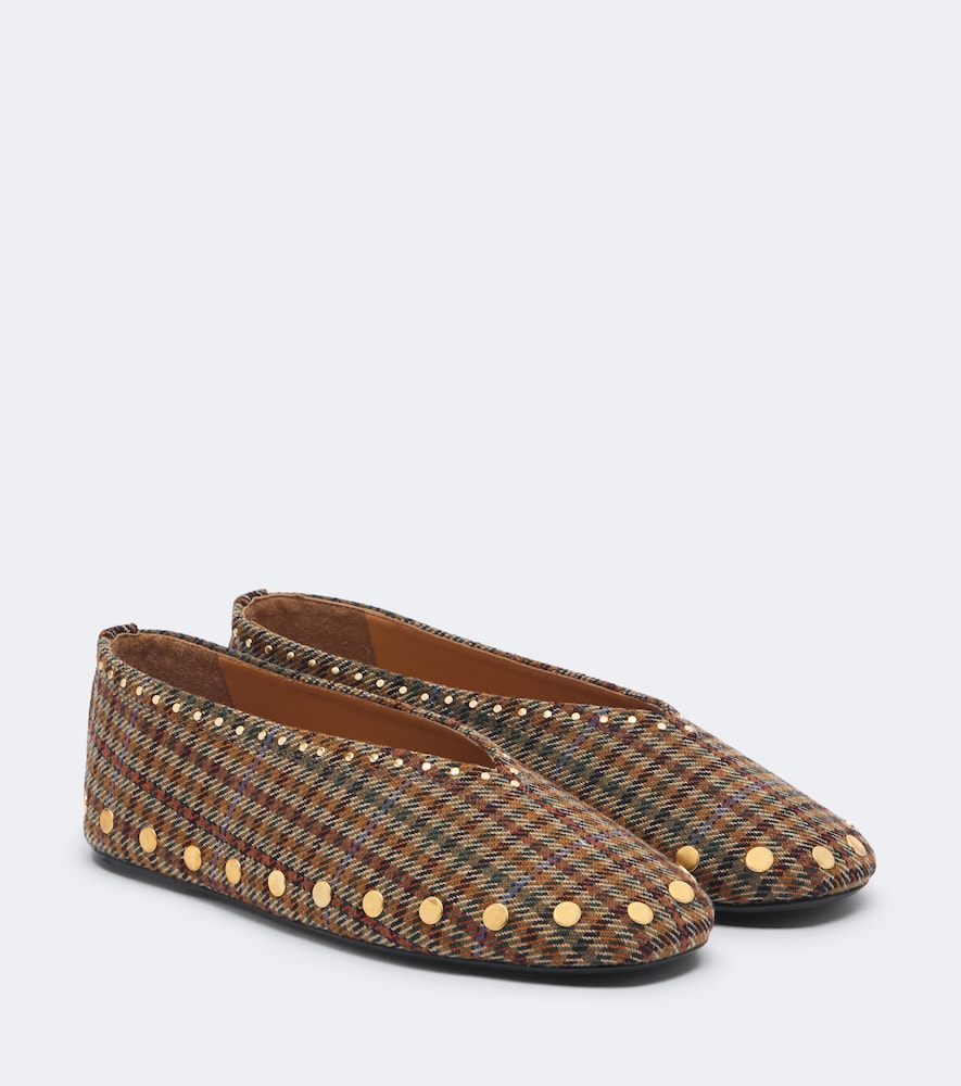 Jenny Studded Plaid Ballet Flats