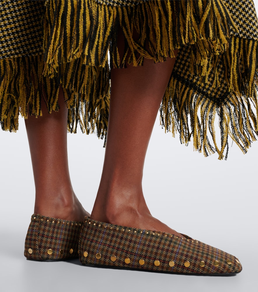 Jenny Studded Plaid Ballet Flats
