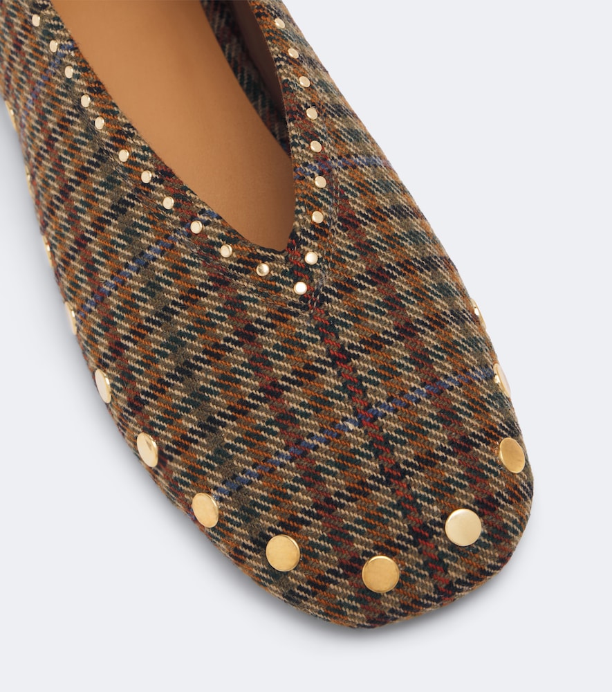 Jenny Studded Plaid Ballet Flats