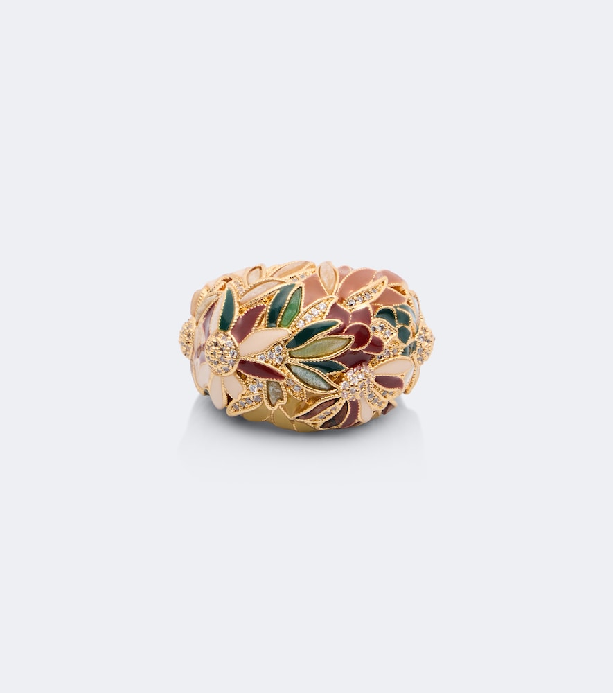Ring Botanica mit Edelsteinen, 16kt vergoldet