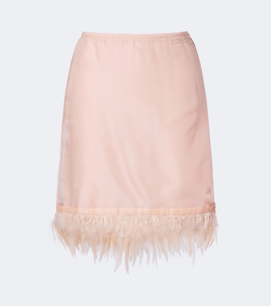 Minigonna Lark in seta con piume