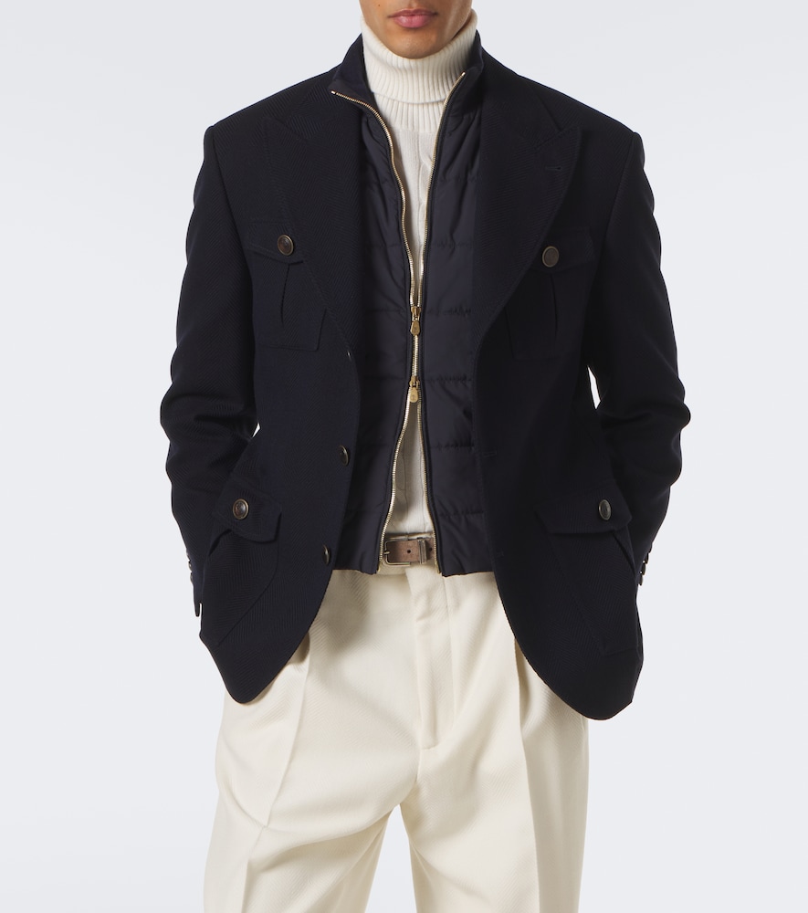 Herringbone Layered Wool And Cotton Jacket