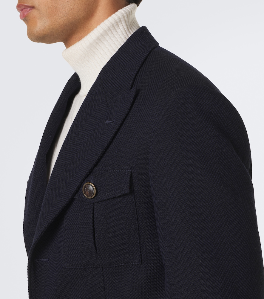 Herringbone Layered Wool And Cotton Jacket