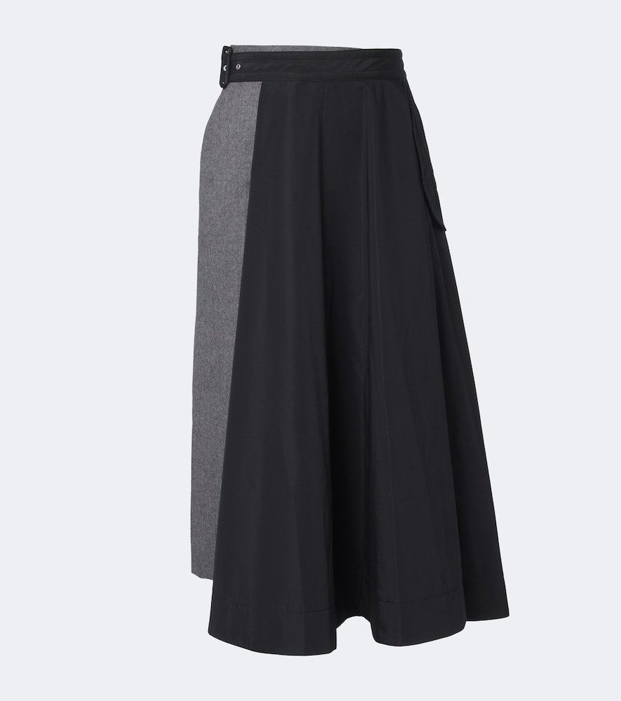Paneled Taffeta And Wool Flannel Midi