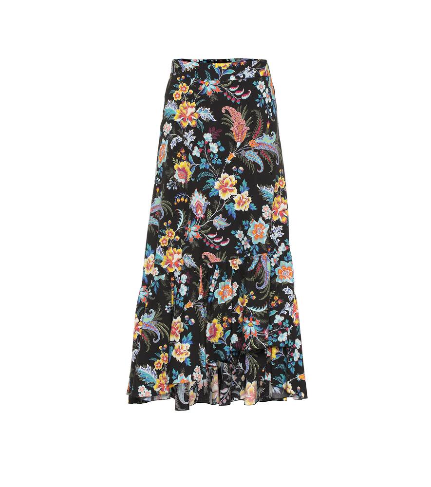 Click to view more detailed imagery on our partner's website Etro Cheshire Floral-print Cotton Wrap Midi Skirt In Multicoloured