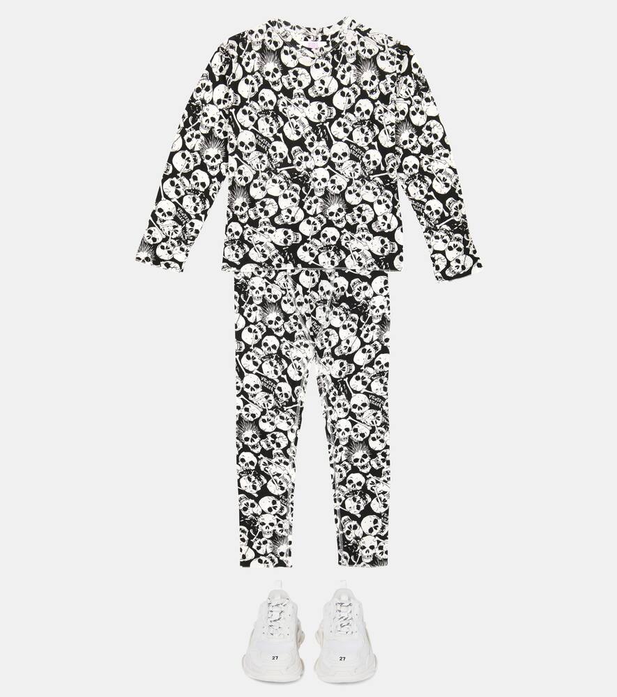 Erl Printed Cotton Leggings In Skull Print