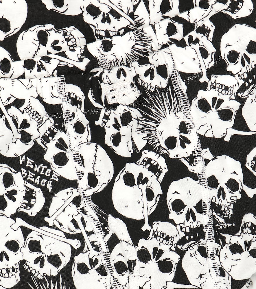 Erl Printed Cotton Leggings In Skull Print