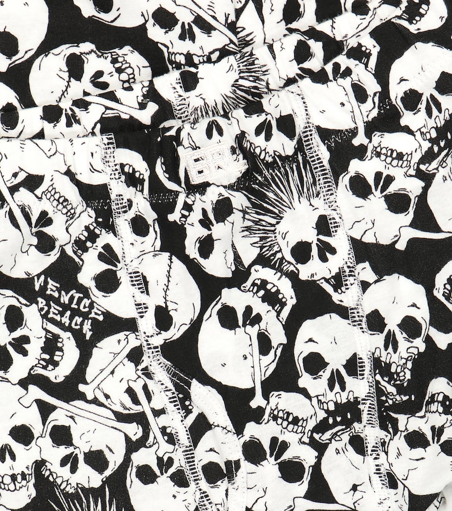 Shop Erl Printed Cotton Leggings In Skull Print